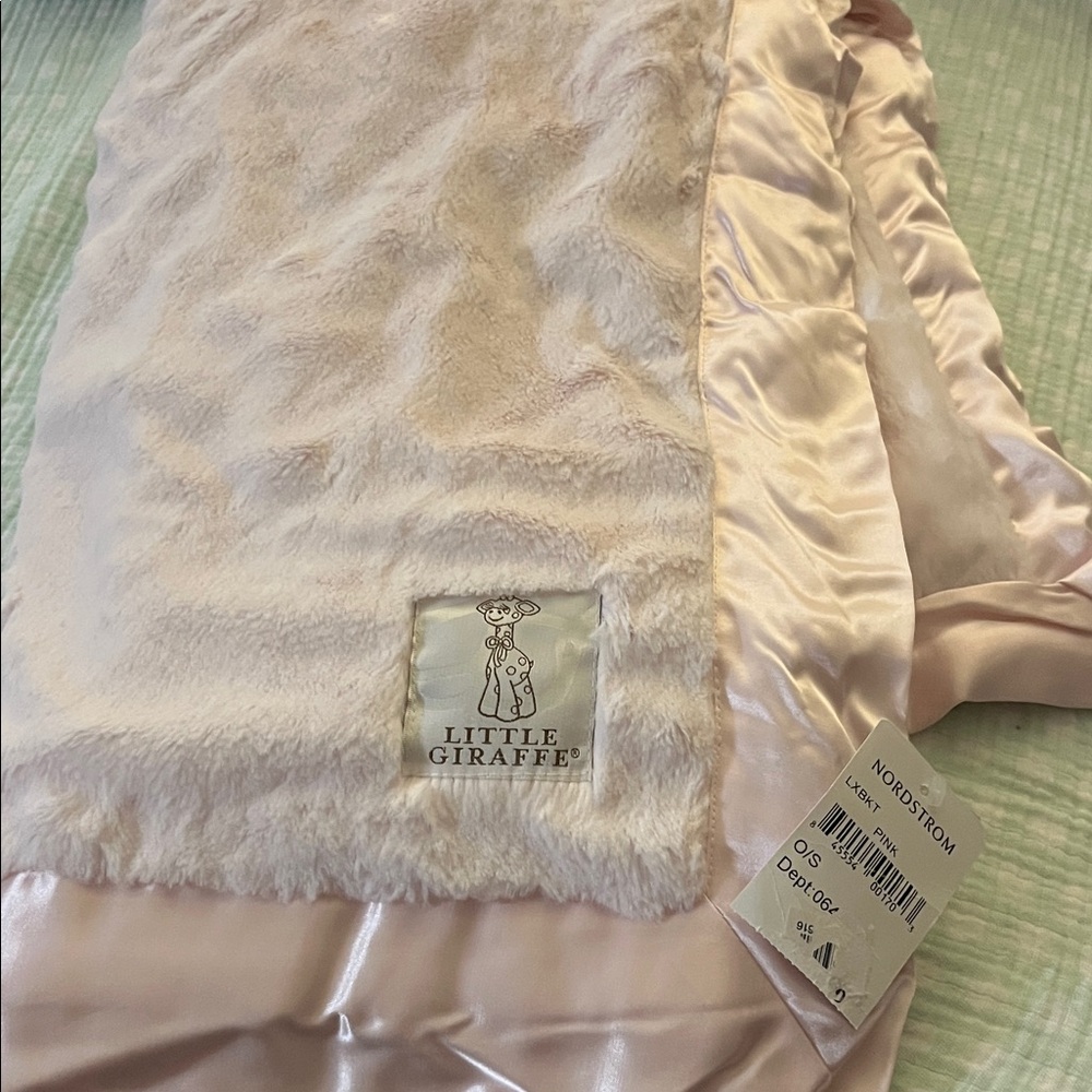Little Giraffe ~ Soft Pink~ NWT ~Luxe Solid Plush Baby Blanket w/ Satin Border